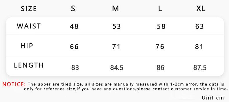 Stevvex leggings size chart S-XL; waist 48–63 cm, hip 66–81 cm, length 83–87.5 cm on Tampa Home & Garden Store