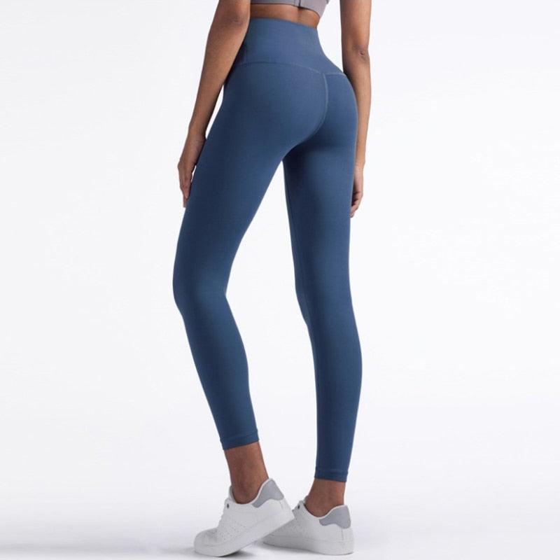 Full-length leggings Stevvex blue high-waist seamless for fitness and running on Tampa Home & Garden Store