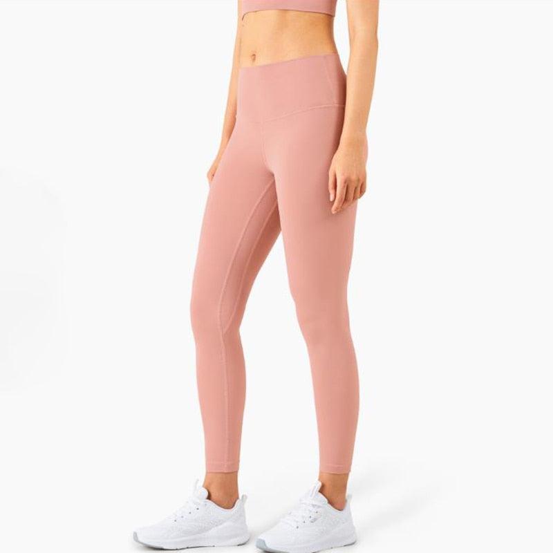 Stevvex women's full-length high-waist seamless leggings in blush pink on Tampa Home & Garden Store
