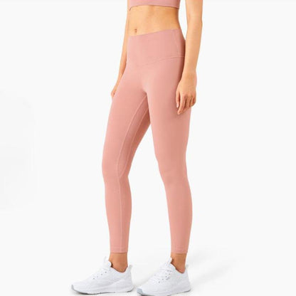 Stevvex women's full-length high-waist seamless leggings in blush pink on Tampa Home & Garden Store