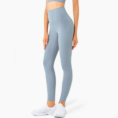 Stevvex women's full-length high-waist seamless leggings in blue-gray for gym and yoga on Tampa Home & Garden Store