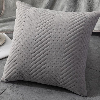 Soft Velvet Throw Pillow Covers with Zipper in gray velvet with chevron quilting by Stevvex on Tampa Home & Garden Store