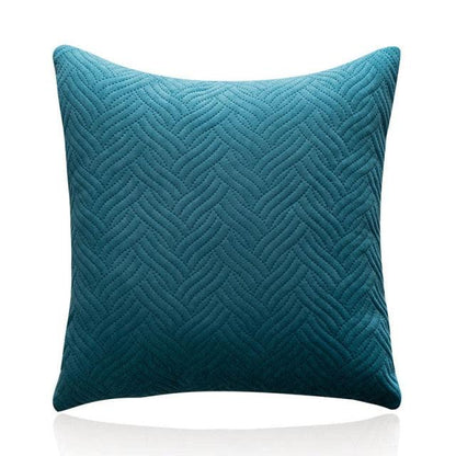 Teal velvet throw pillow Stevvex quilted pattern on Tampa Home & Garden Store