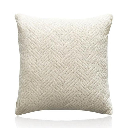 Soft velvet throw pillow cover Stevvex beige with a quilted geometric pattern and zipper on Tampa Home & Garden Store