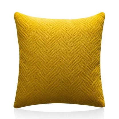 Soft Velvet Throw Pillow Covers with Zipper in mustard yellow with quilted pattern Stevvex on Tampa Home & Garden Store