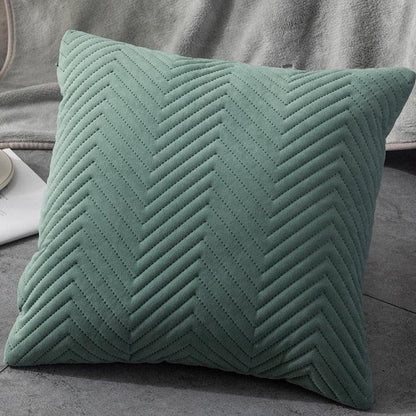 Soft Velvet Throw Pillow Covers teal chevron quilted pattern with zipper on Tampa Home & Garden Store