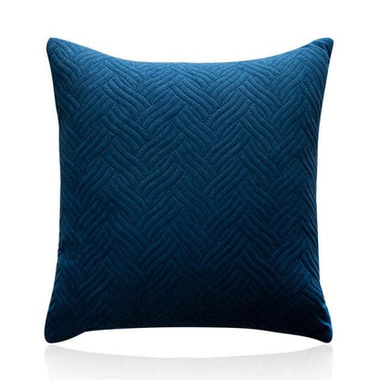 Soft velvet throw pillow cover blue with quilted chevron pattern by Stevvex featuring a zipper on Tampa Home & Garden Store