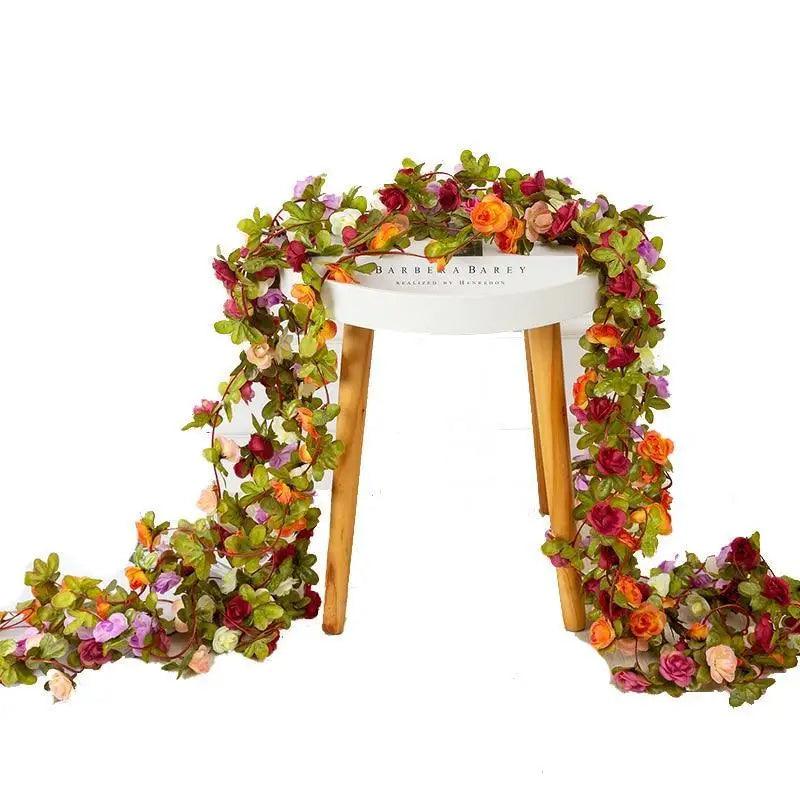 Rose garland 250cm with multicolor roses and green leaves Stevvex decor on Tampa Garden on Tampa Home & Garden Store