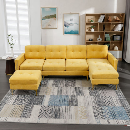 Modern Convertible Sectional Sofa and Ottoman