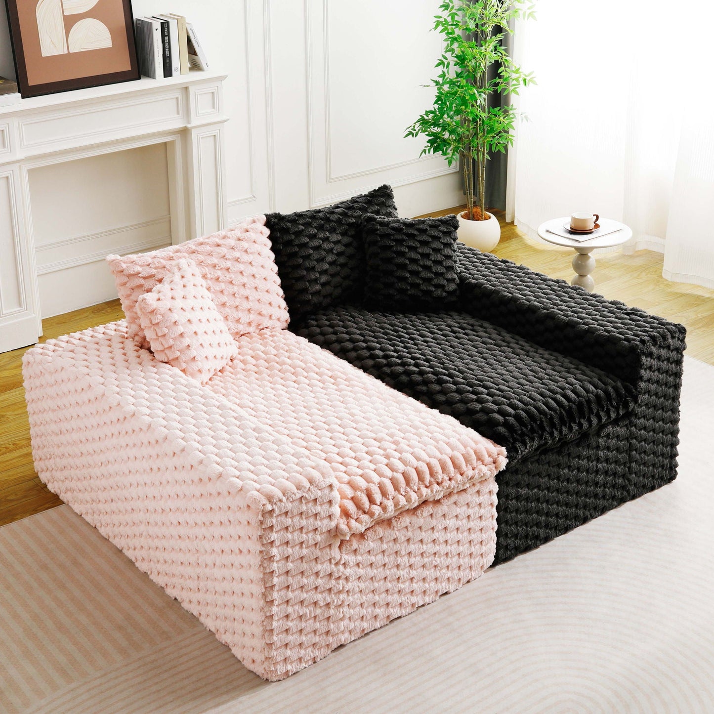 Modular Four Seater Sofa In Pink And Black