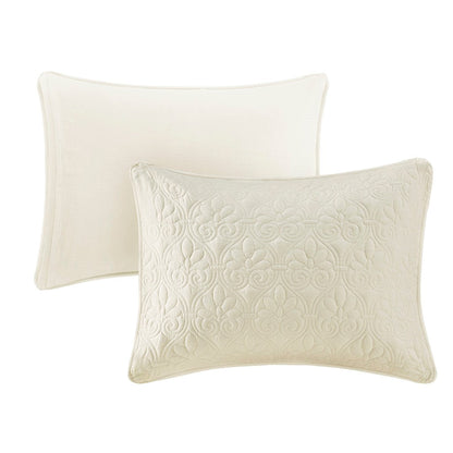 3 Piece Bedspread Set cream decorative pillows with quilted pattern from HouseOfZazla on Tampa Home & Garden Store