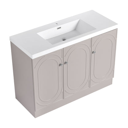 Freestanding vanity with resin sink, gray cabinet doors, HouseOfZazla on Tampa Home & Garden Store