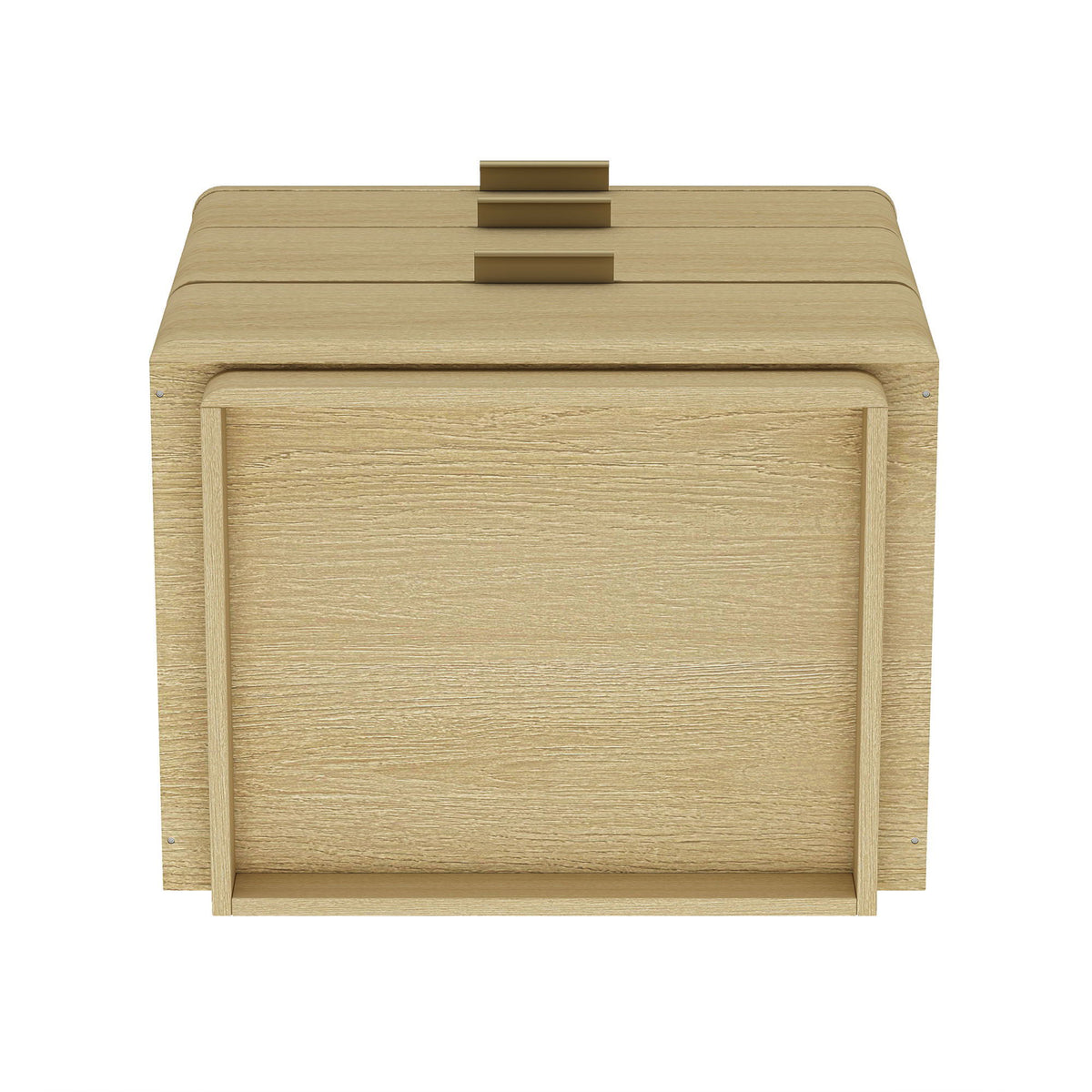Oak nightstand with 3 drawers in light oak finish with gold bar pulls HouseOfZazla Payton on Tampa Home & Garden Store
