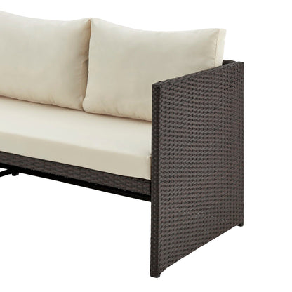 Menton 3-piece outdoor sectional by HouseOfZazla with beige cushions and dark wicker frame on Tampa Home & Garden Store