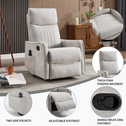 Comfortmax Swivel and Rocking Recliner in light gray polyester by HouseOfZazla on Tampa Home & Garden Store