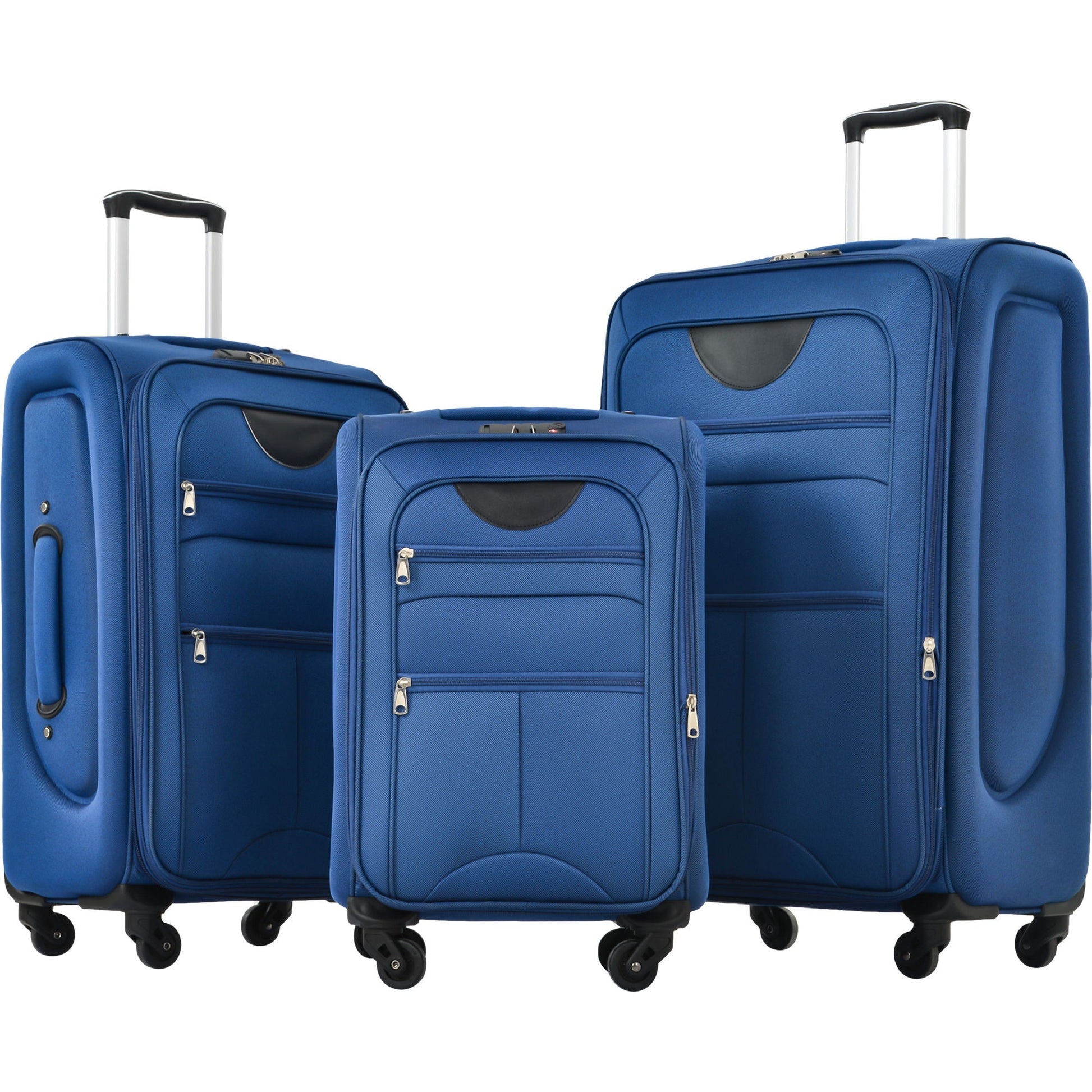 Softside 3-piece expandable luggage set blue uprights with spinner wheels by HouseOfZazla on Tampa Home & Garden Store