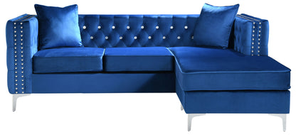 Paige Sofa Chaise and Elegant Tufted Steel Legs