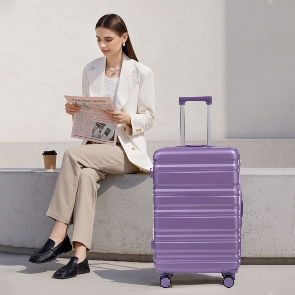 HIFINE Tourist purple ABS spinner luggage set with telescoping handle on Tampa Home & Garden Store