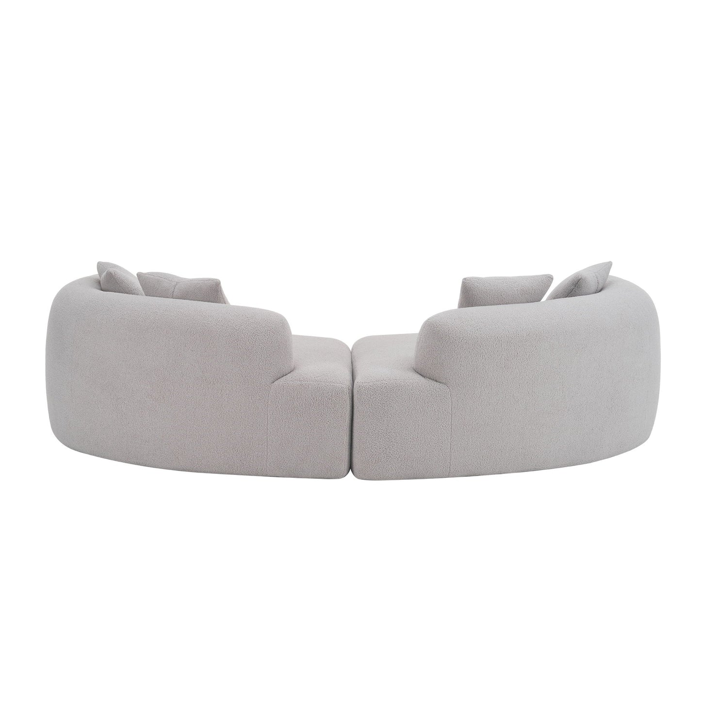 Curved 4 Seater Full Compression Sponge Sofa in light gray boucle fabric by HouseOfZazla stationary sofa on Tampa Home & Garden Store