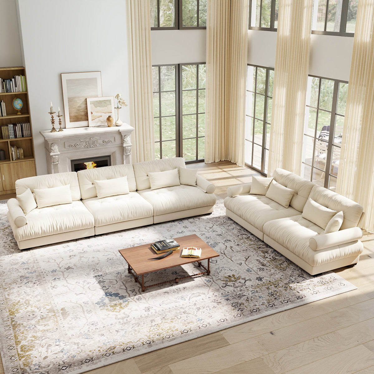 Modern Modular Velvet Sofa Set and Cushions