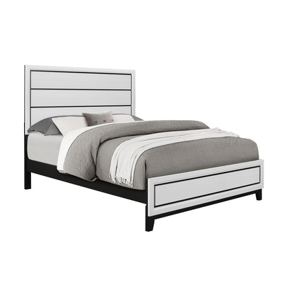 Mirage panel bed by HouseOfZazla, light gray headboard with white frame and black trim on Tampa Home & Garden Store