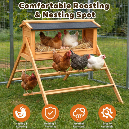 Chicken Nesting Box with Asphalt Roof and Perch