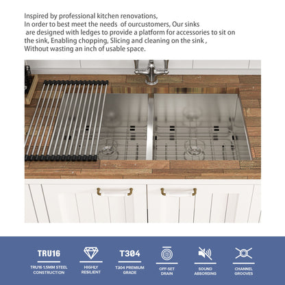 Undermount Double Bowl Sink and Brushed Nickel