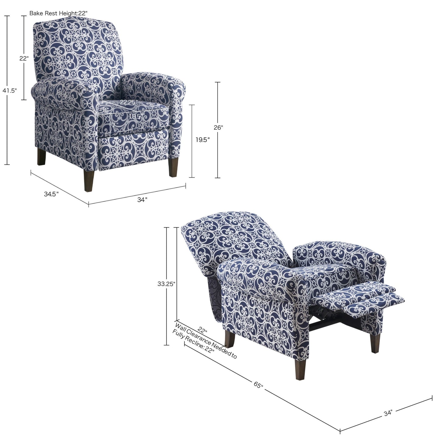 Kirby Transitional and Push Back Recliner