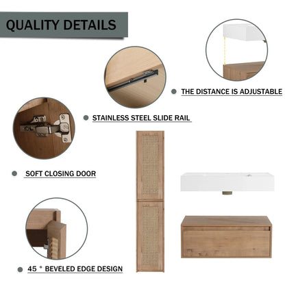 Wall Mounted Vanity With Resin Sink and Oak
