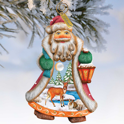 G. DeBrekht Santa Quiet Day hand-painted sculpted ornament with lantern and forest scene on Tampa Home & Garden Store