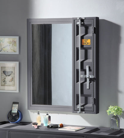 Cargo vanity mirror Clear Reflection gray metal storage trunk by HouseOfZazla on Tampa Home & Garden Store