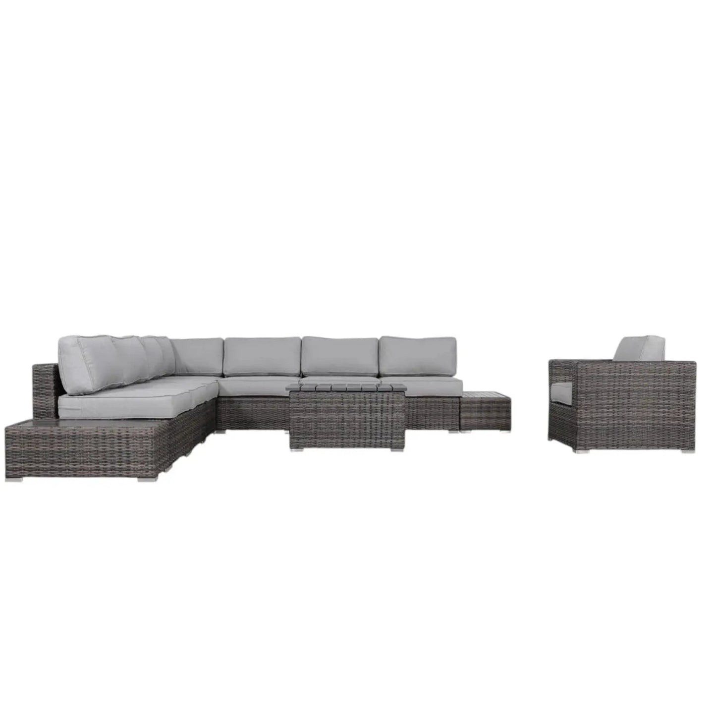 Stylish 3pc Sectional Set — dark brown wicker with gray cushions by Unique Piece Furniture on Tampa Home & Garden Store