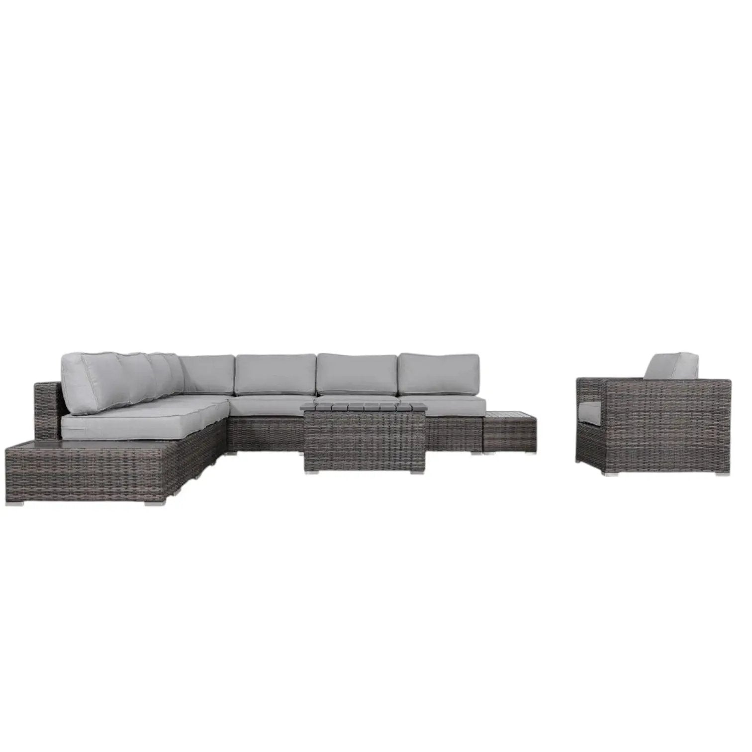 Stylish 3pc Sectional Set — dark brown wicker with gray cushions by Unique Piece Furniture on Tampa Home & Garden Store