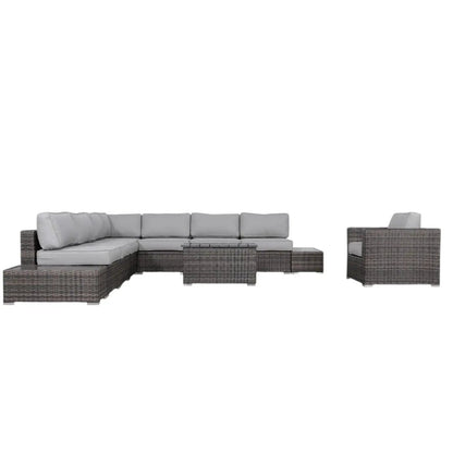 Stylish 3pc Sectional Set — dark brown wicker with gray cushions by Unique Piece Furniture on Tampa Home & Garden Store