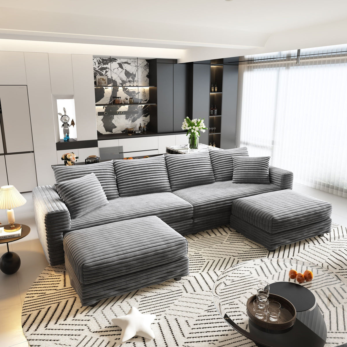 Modern Deep Seat Upholstered Sofa and Couch