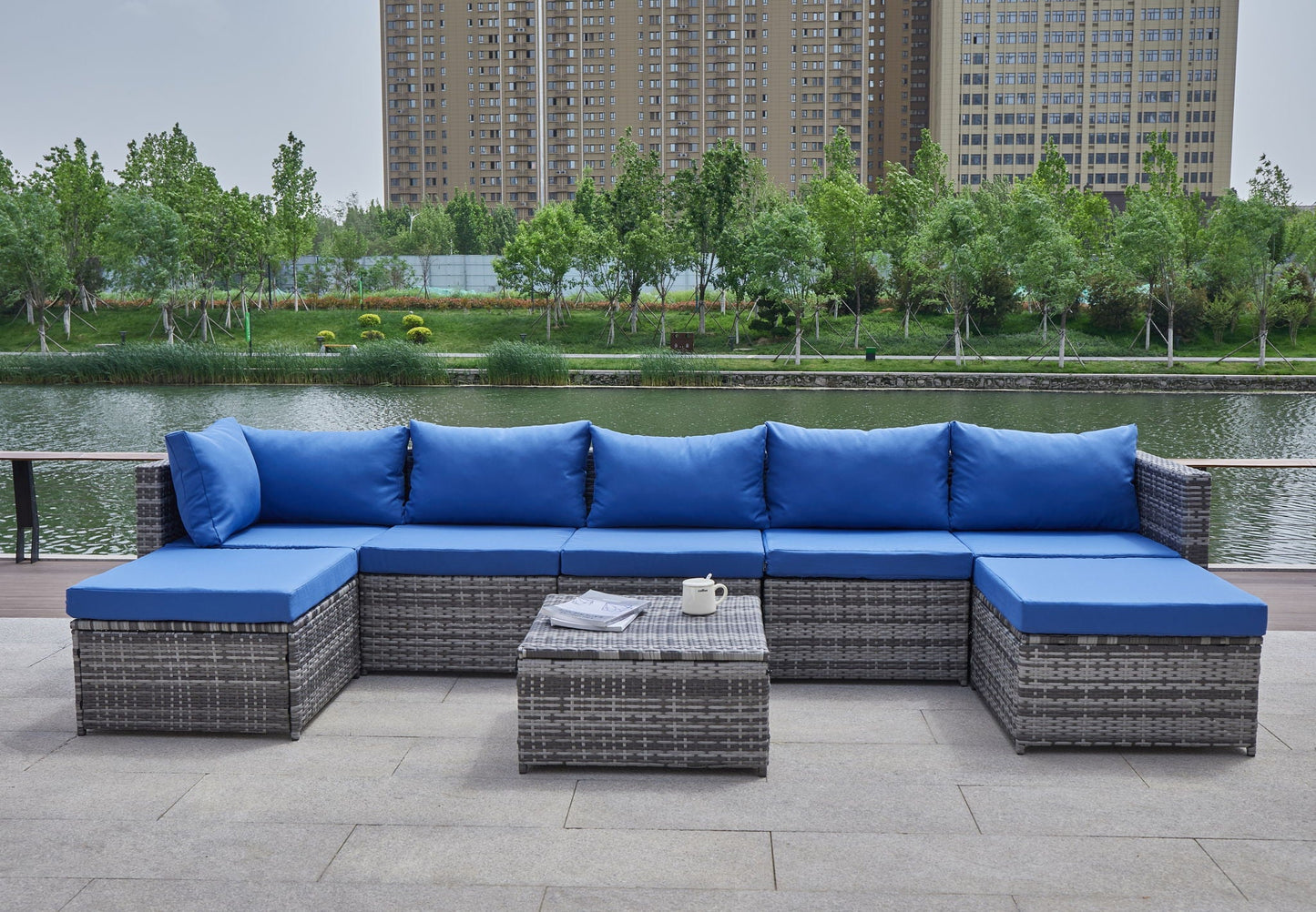 Stylish Outdoor Patio Sofa and Thick Cushion Set