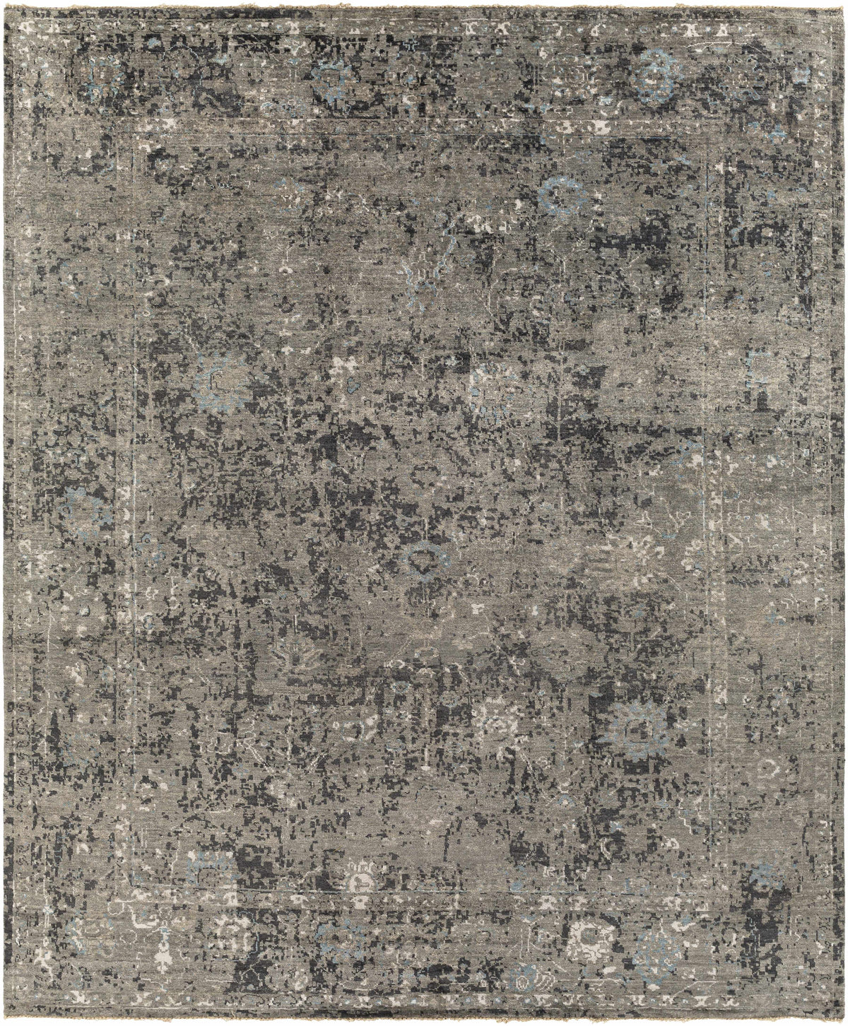 Becerril Premium Rug distressed gray-taupe with subtle blue accents Boutique Rugs on Tampa Home & Garden Store