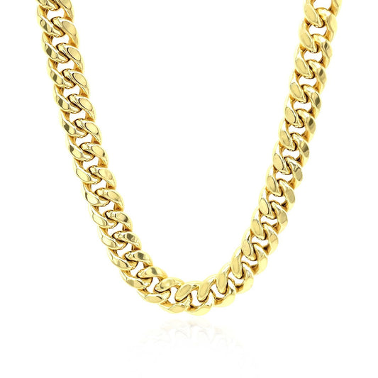 7.25mm 10k yellow gold semi-solid Miami Cuban chain necklace with thick links on Tampa Home & Garden Store