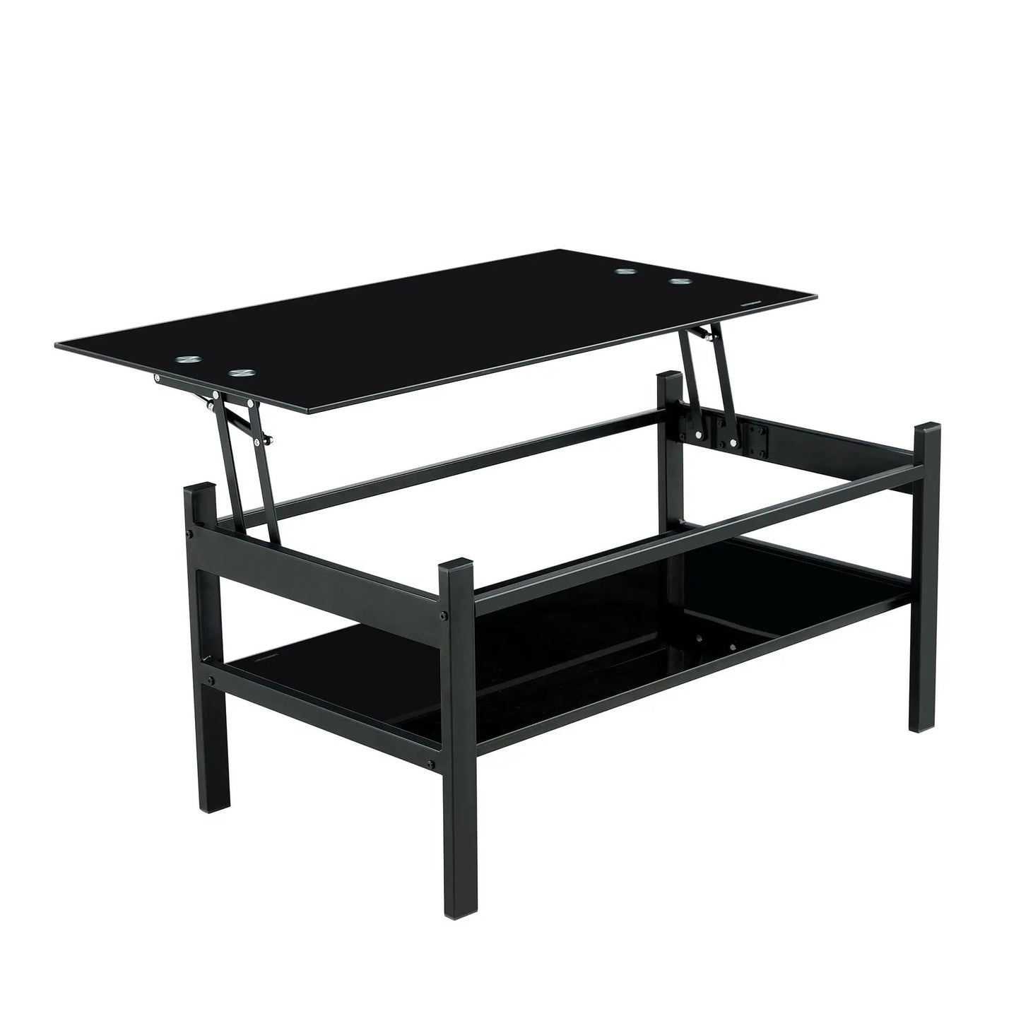 Glass Lift Top Coffee Table for Living Room Black