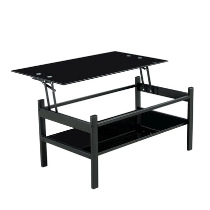 Glass Lift Top Coffee Table for Living Room Black