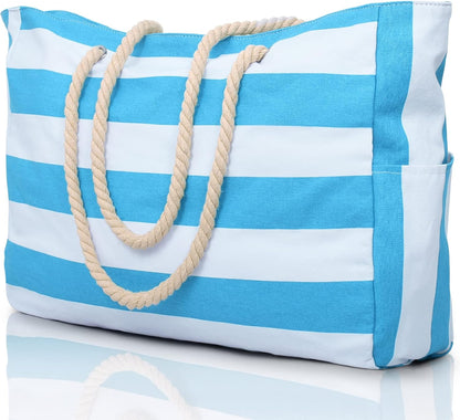 Waterproof Oversized Beach Tote Bag 20L Sandproof Zip Travel Carryall