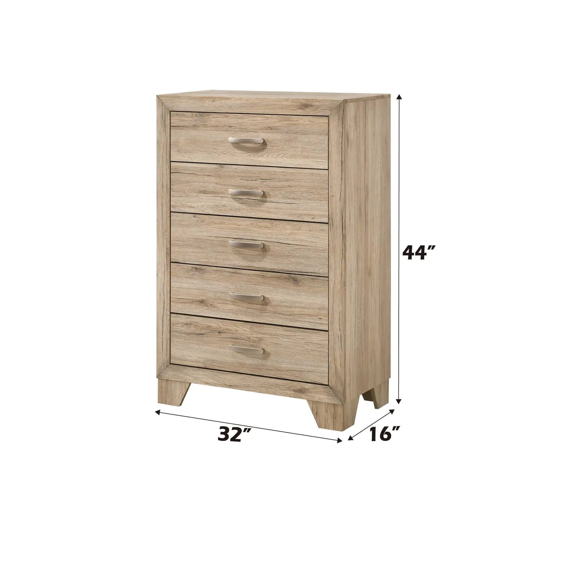 Miquell Elegant Design Chest, oak-finish accent chest with brushed handles, 44in tall on Tampa Home & Garden Store
