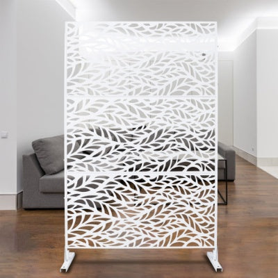 Metal outdoor privacy screen 76x48 in white leaf-pattern garden panel UpTrend Deals on Tampa Home & Garden Store