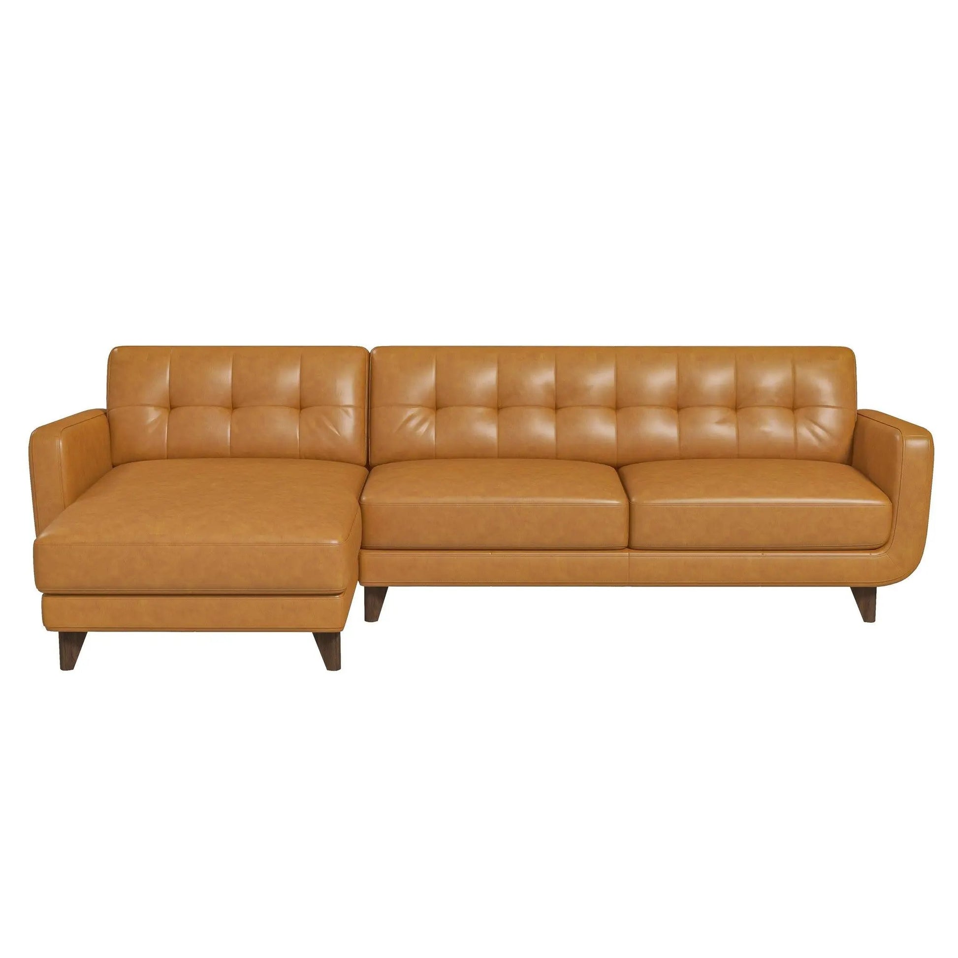 Allison mid-century modern tan leather sectional with chaise by Unique Piece Furniture on Tampa Home & Garden Store