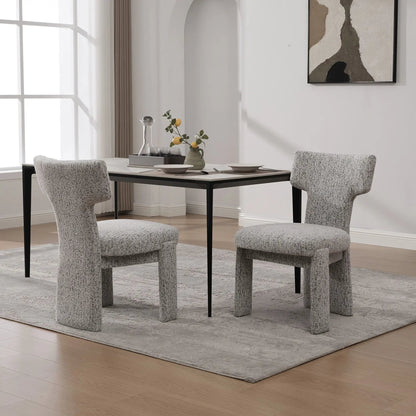 Armless curved-back accent chairs, gray boucle upholstery, black legs, set of 4 on Tampa Home & Garden Store