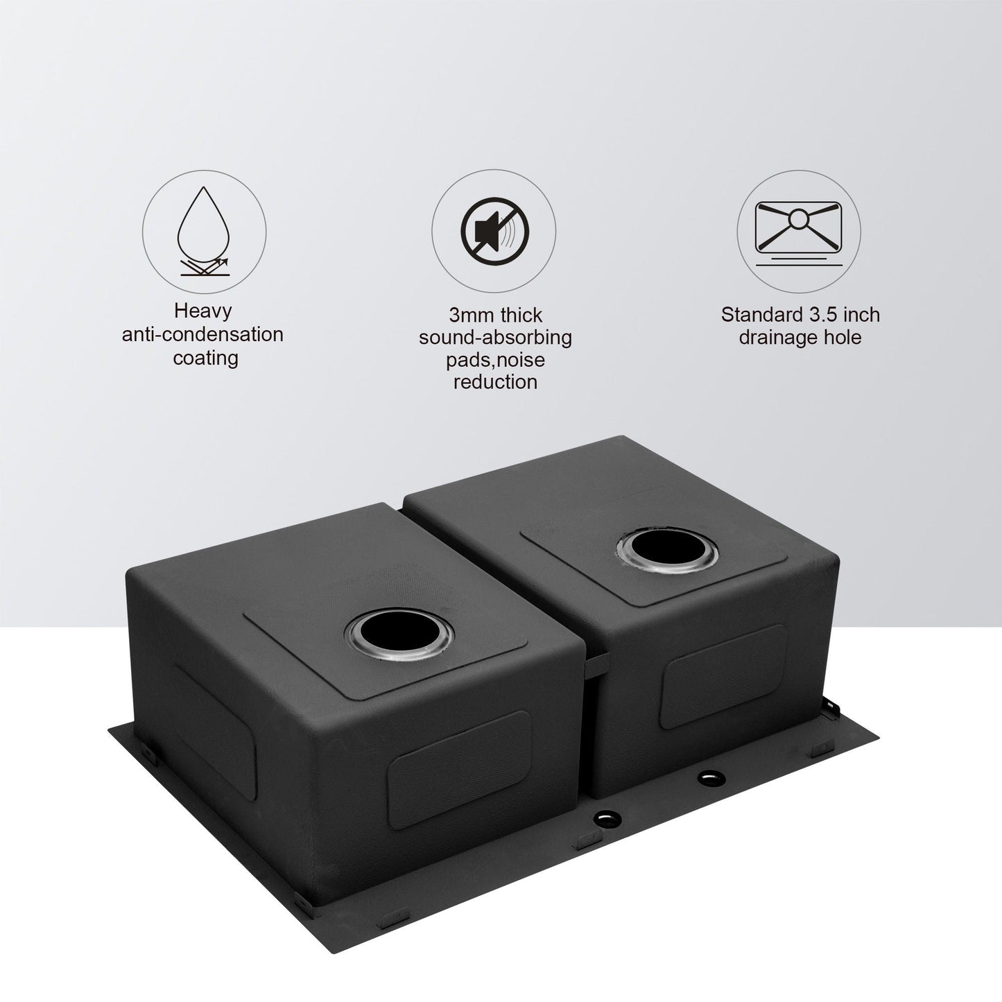 Double Bowl Drop in Kitchen Sink Gunmetal Black