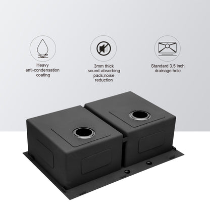 Double Bowl Drop in Kitchen Sink Gunmetal Black