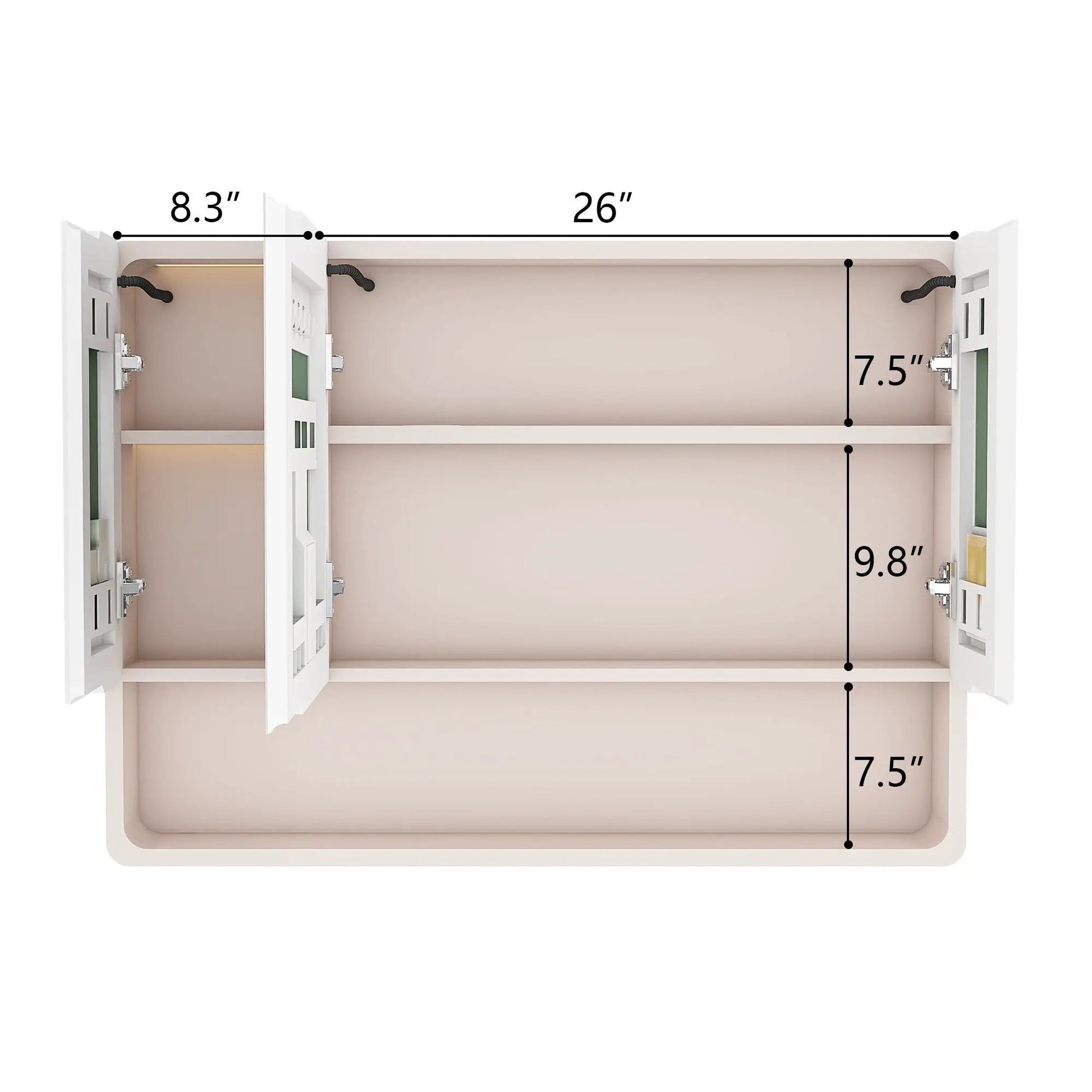 Aluminium medicine cabinet mirror with khaki interior and 3-color LED defogging function on Tampa Home & Garden Store