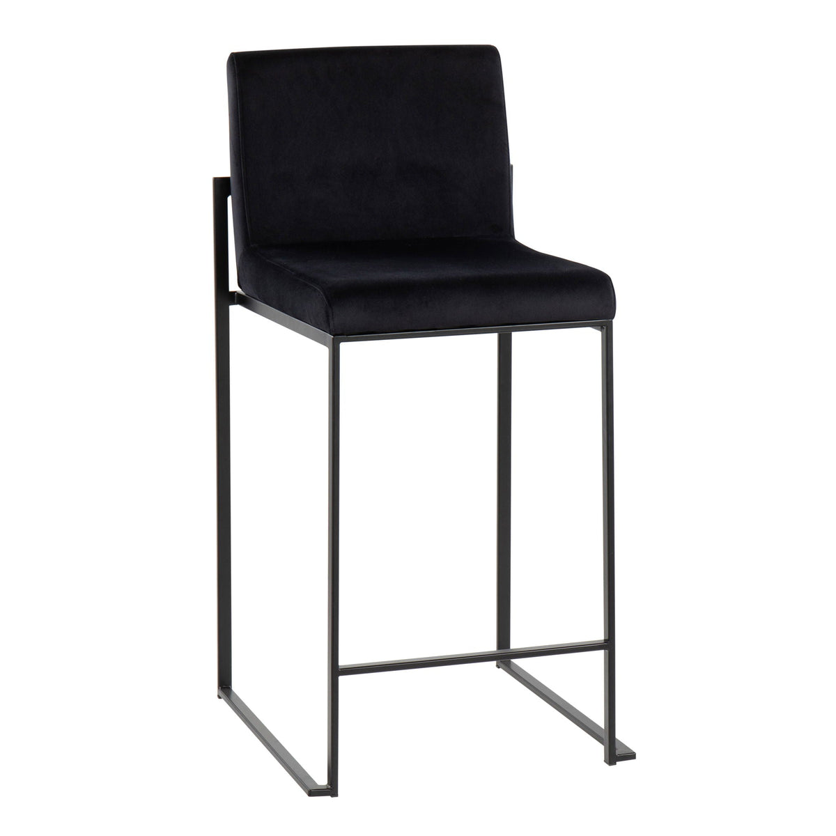 Fuji High Back Counter Stool with black upholstery and metal frame on Tampa Home & Garden Store