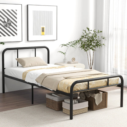 Estructura de cama de metal moderna con cabecero y piecero curvados - Tamaño individual
